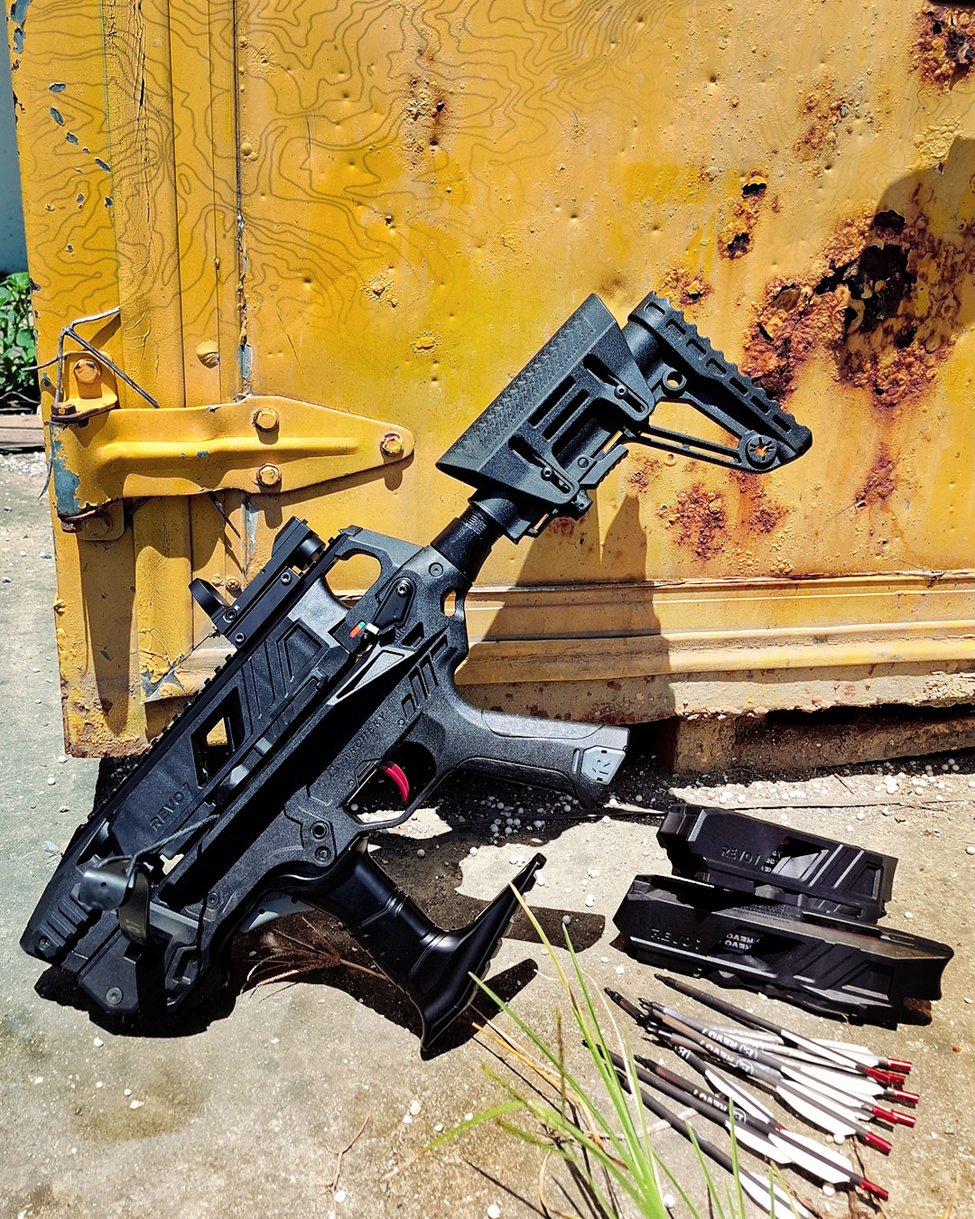EK Archery REVO 7 crossbow with red dot sight and interchangeable limbs